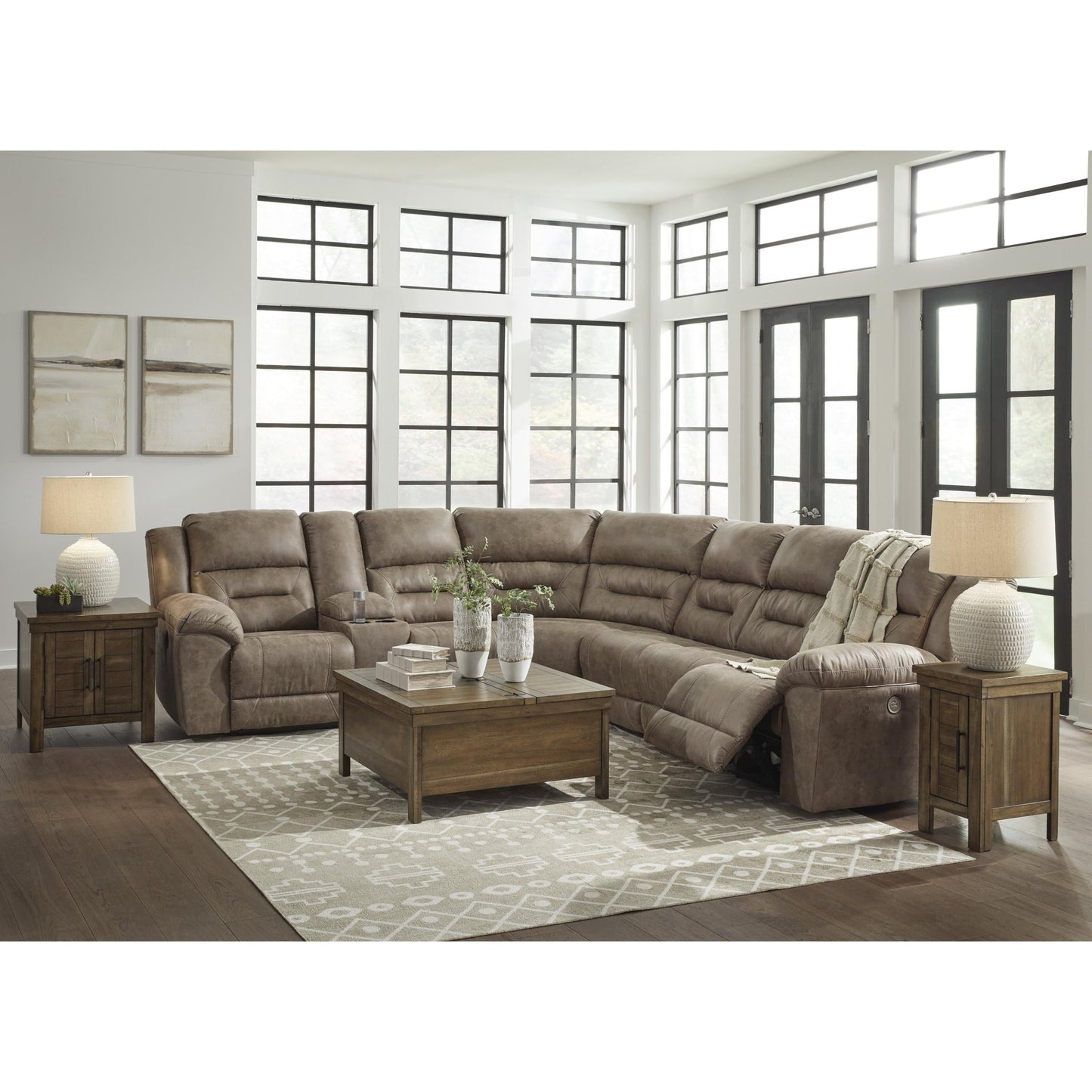 Signature Design by Ashley Ravenel 83106S3 4 pc Power Reclining Sectional - American Furniture of Slidell