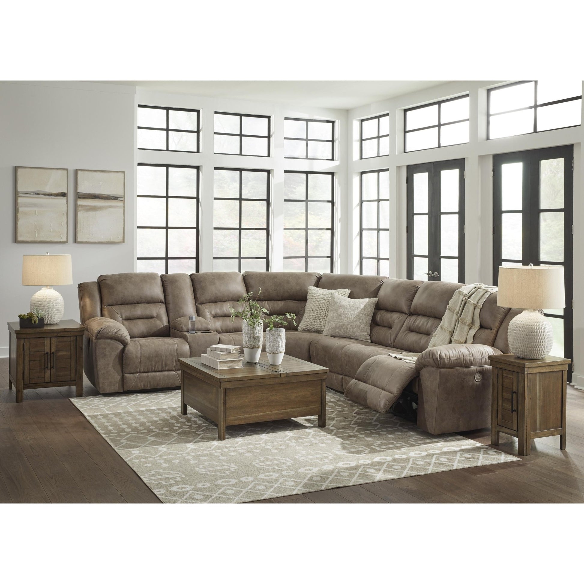 Signature Design by Ashley Ravenel 83106S3 4 pc Power Reclining Sectional - American Furniture of Slidell
