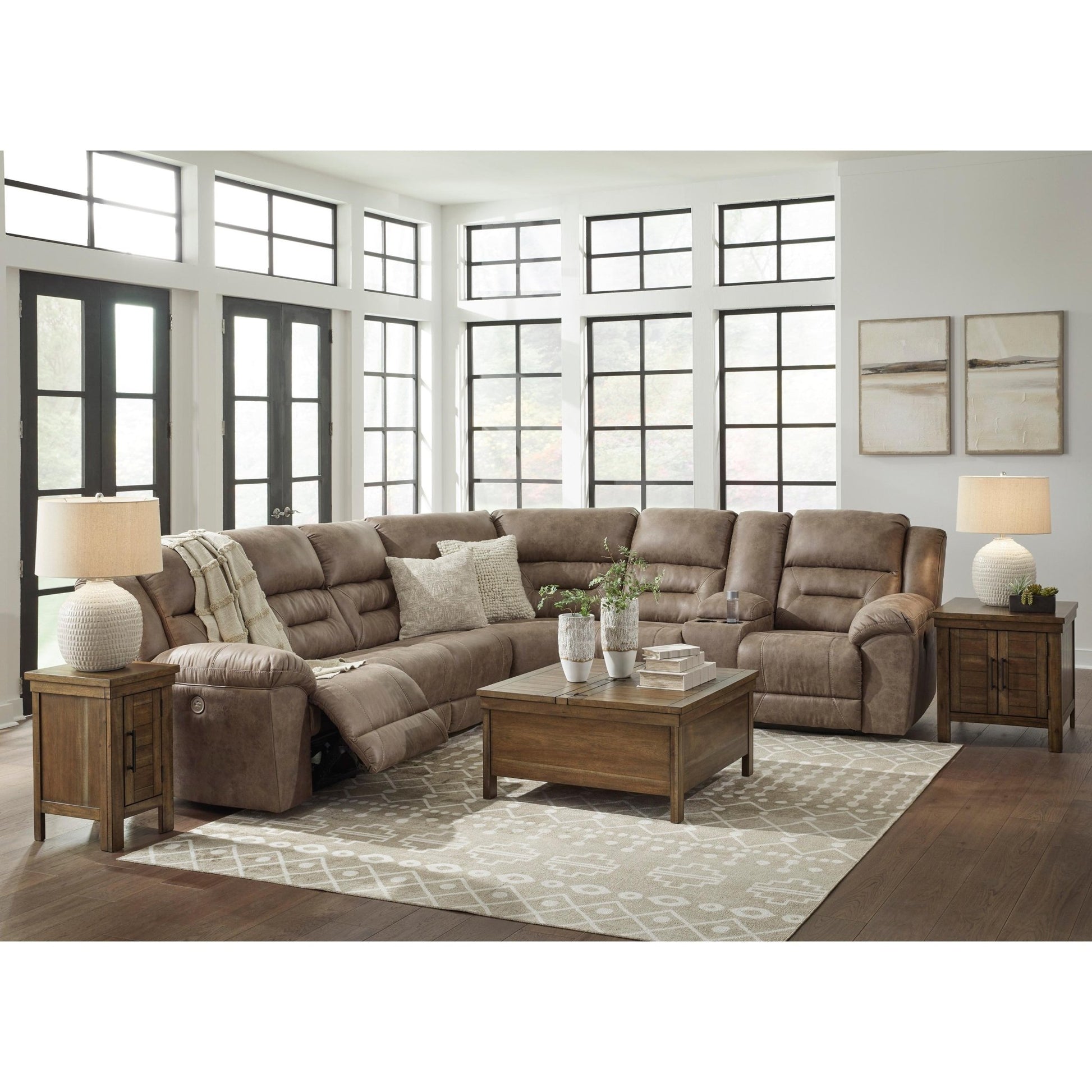 Signature Design by Ashley Ravenel 83106S4 4 pc Power Reclining Sectional - American Furniture of Slidell