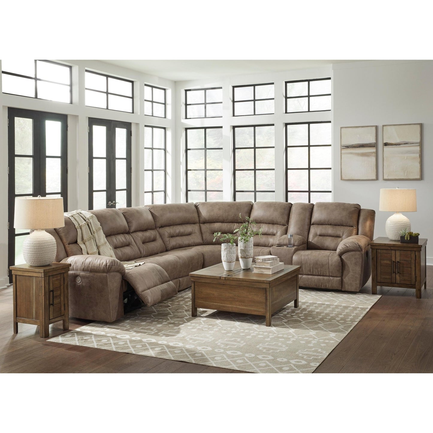 Signature Design by Ashley Ravenel 83106S4 4 pc Power Reclining Sectional - American Furniture of Slidell