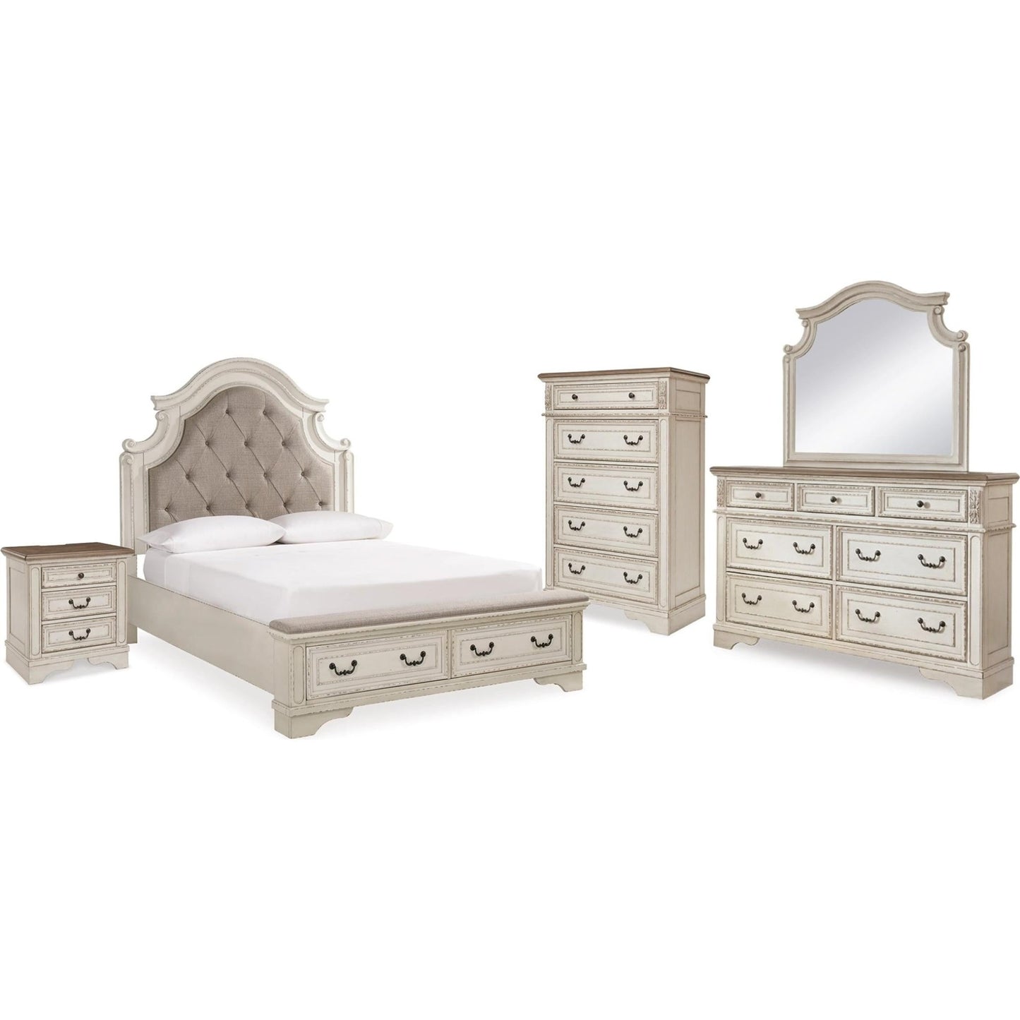 Signature Design by Ashley Realyn B743B30 7 pc Queen Upholstered Panel Bedroom Set - American Furniture of Slidell