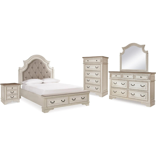 Signature Design by Ashley Realyn B743B30 7 pc Queen Upholstered Panel Bedroom Set - American Furniture of Slidell