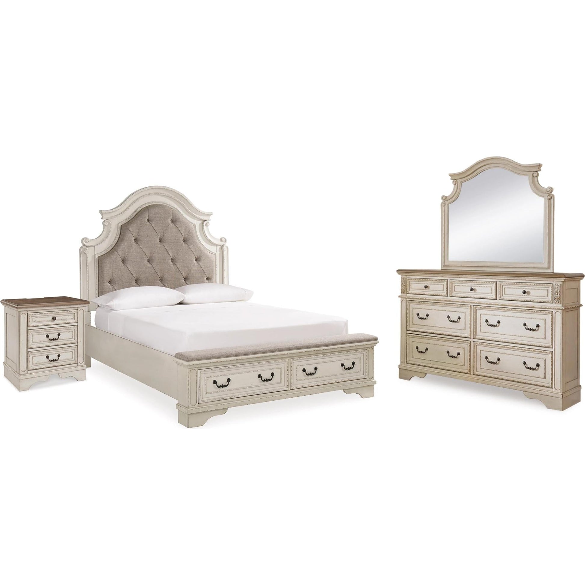 Signature Design by Ashley Realyn B743B36 6 pc Queen Upholstered Panel Bedroom Set - American Furniture of Slidell