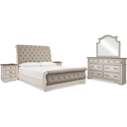 Signature Design by Ashley Realyn B743B51 7 pc King Upholstered Sleigh Bedroom Set - American Furniture of Slidell