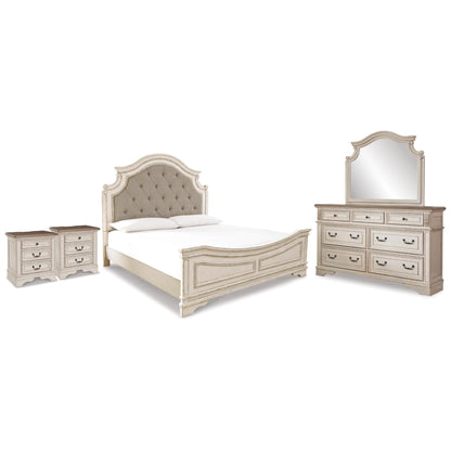 Signature Design by Ashley Realyn B743B70 7 pc King Upholstered Panel Bedroom Set - American Furniture of Slidell