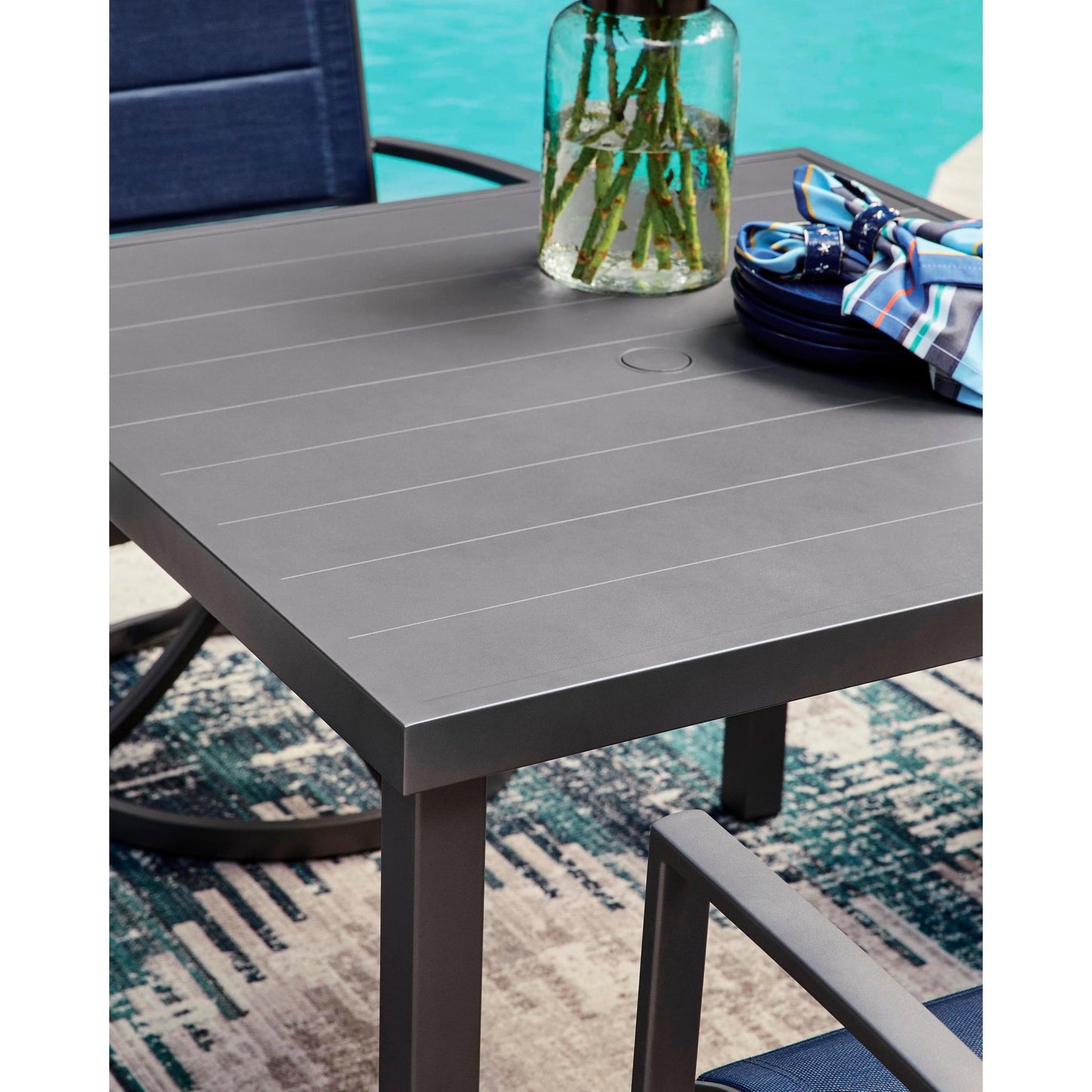 Signature Design by Ashley Rocky Creek PCP326 - 615 Square Dining Table with Umbrella Option - American Furniture of Slidell