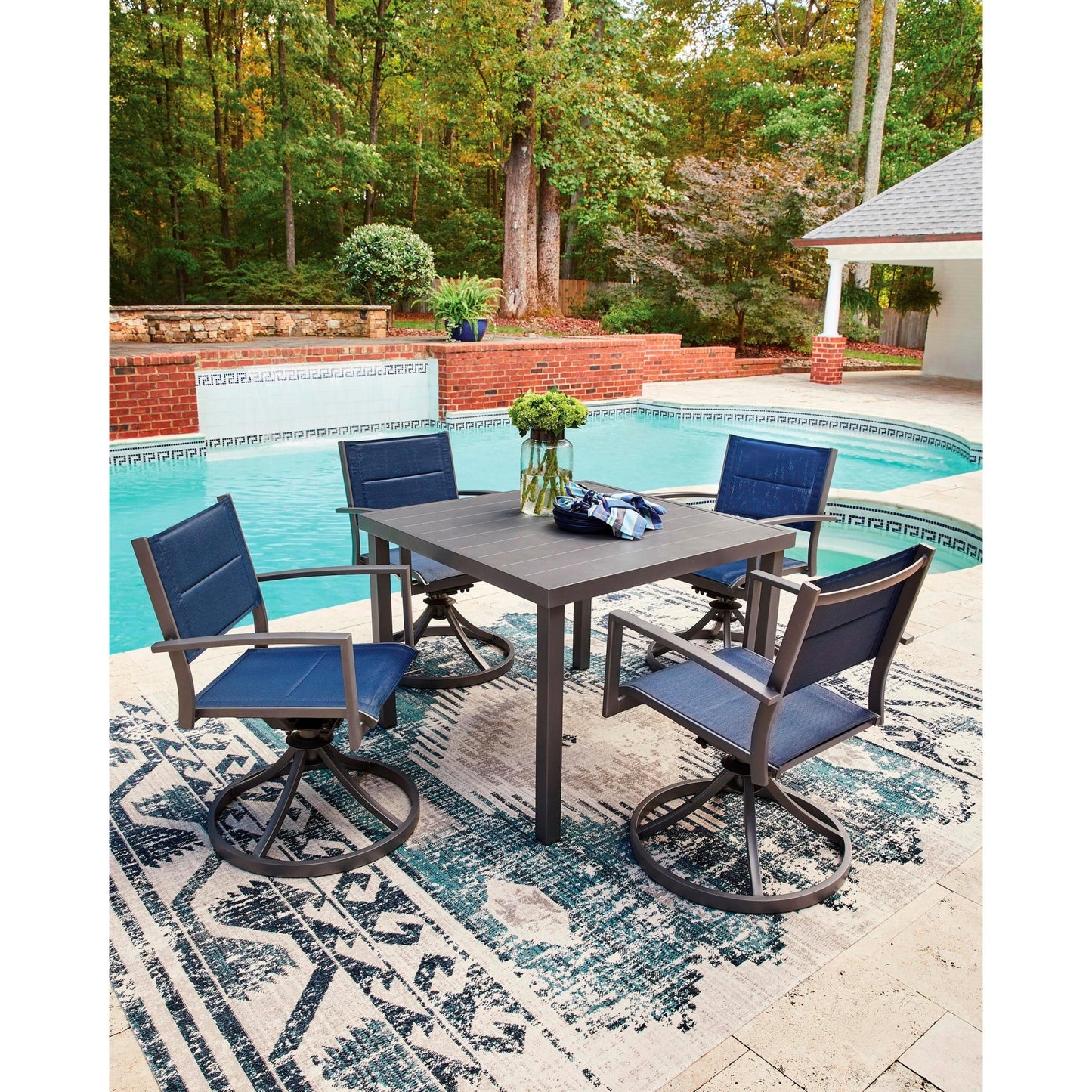 Signature Design by Ashley Rocky Creek PCP326 - 615 Square Dining Table with Umbrella Option - American Furniture of Slidell