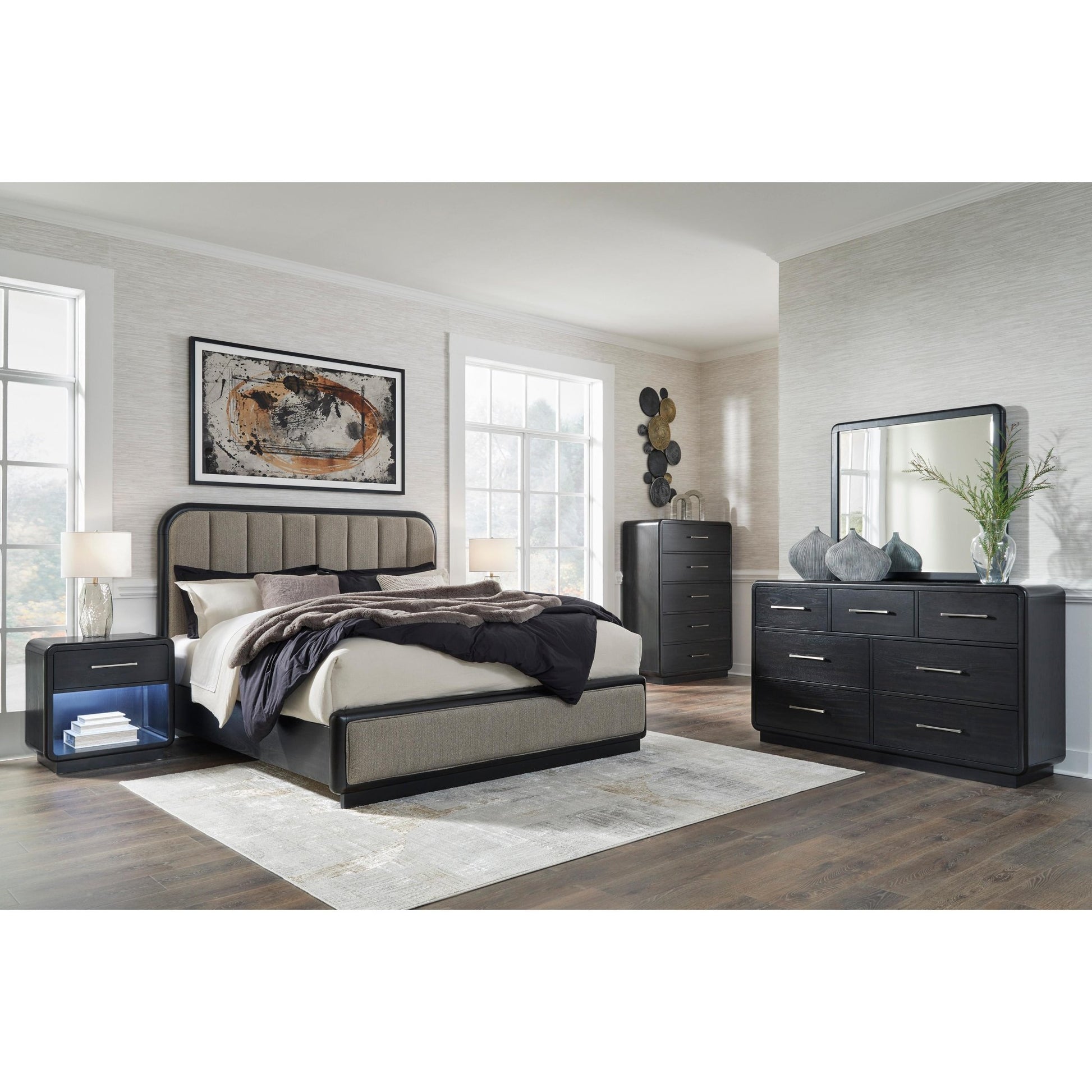 Signature Design by Ashley Rowanbeck B821 7 pc California King Panel Bedroom Set - American Furniture of Slidell