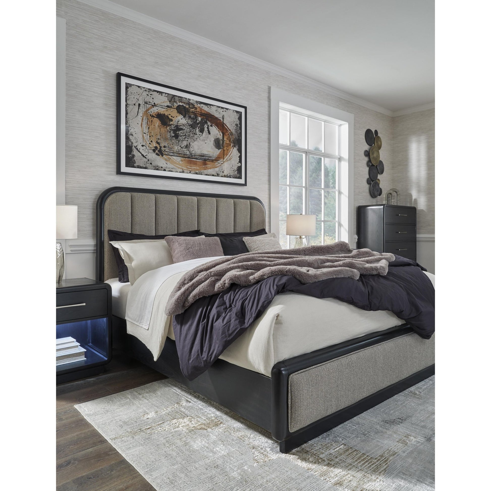 Signature Design by Ashley Rowanbeck B821B5 California King Upholstered Panel Bed - American Furniture of Slidell