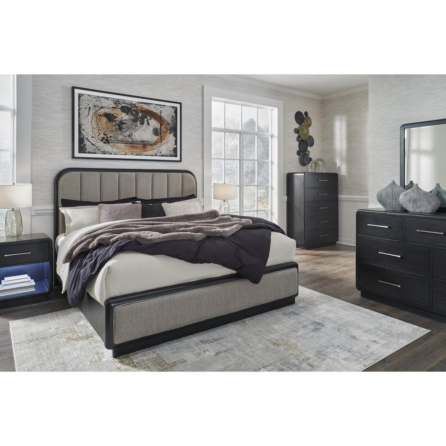 Signature Design by Ashley Rowanbeck B821B5 California King Upholstered Panel Bed - American Furniture of Slidell