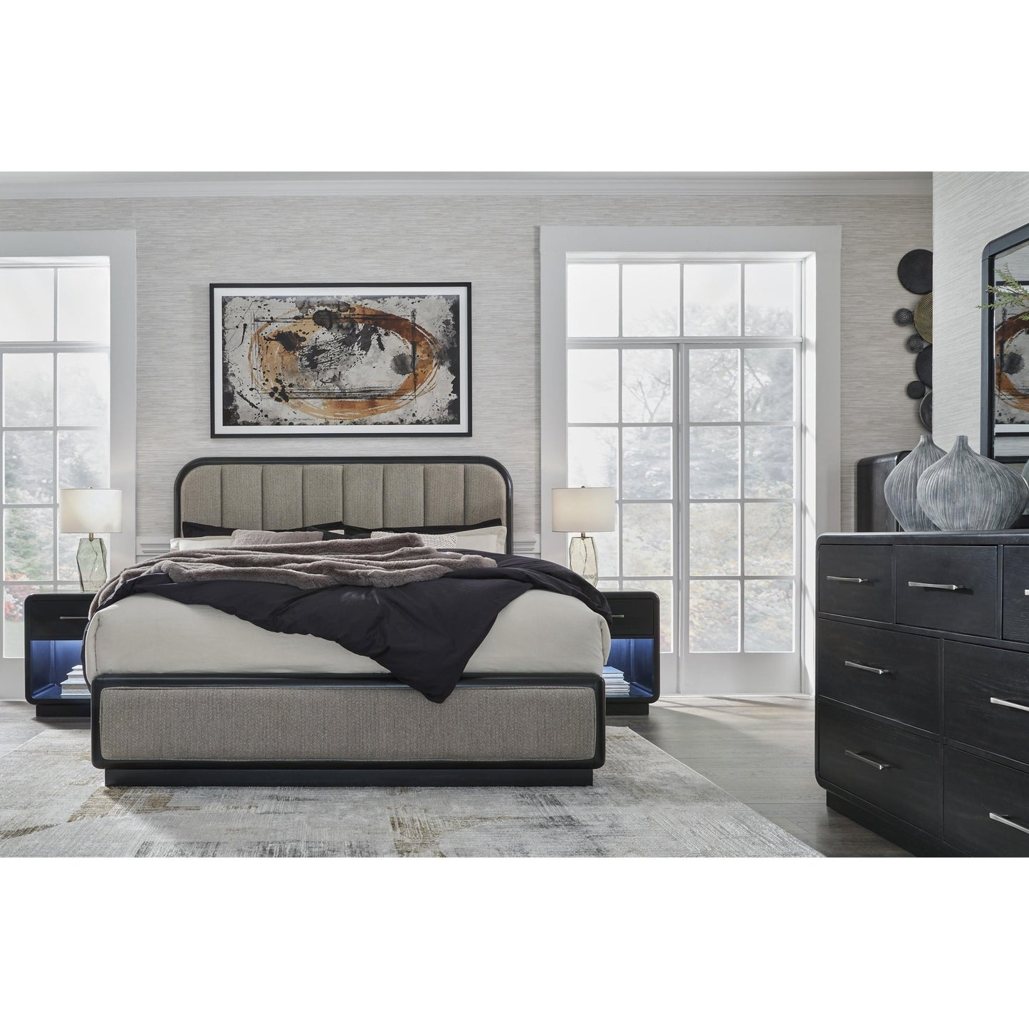 Signature Design by Ashley Rowanbeck B821B5 California King Upholstered Panel Bed - American Furniture of Slidell