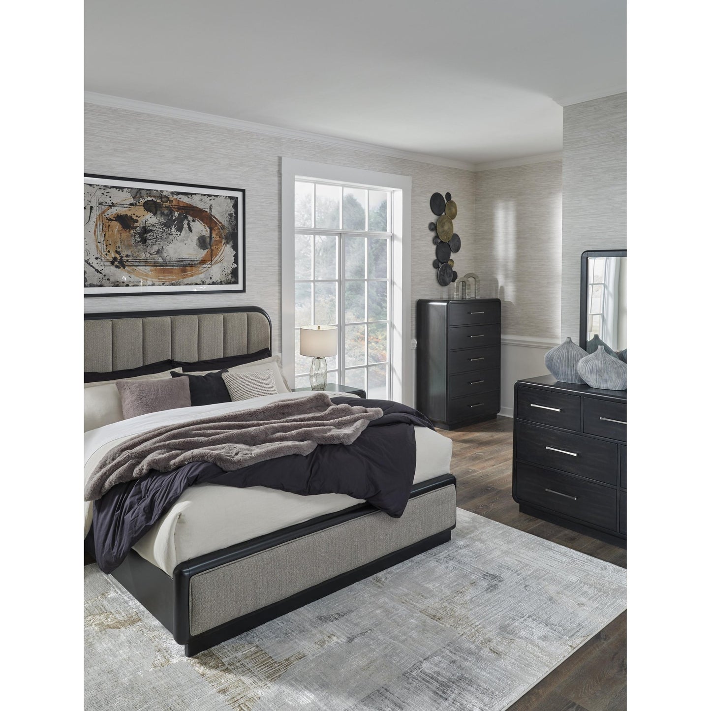 Signature Design by Ashley Rowanbeck B821B5 California King Upholstered Panel Bed - American Furniture of Slidell