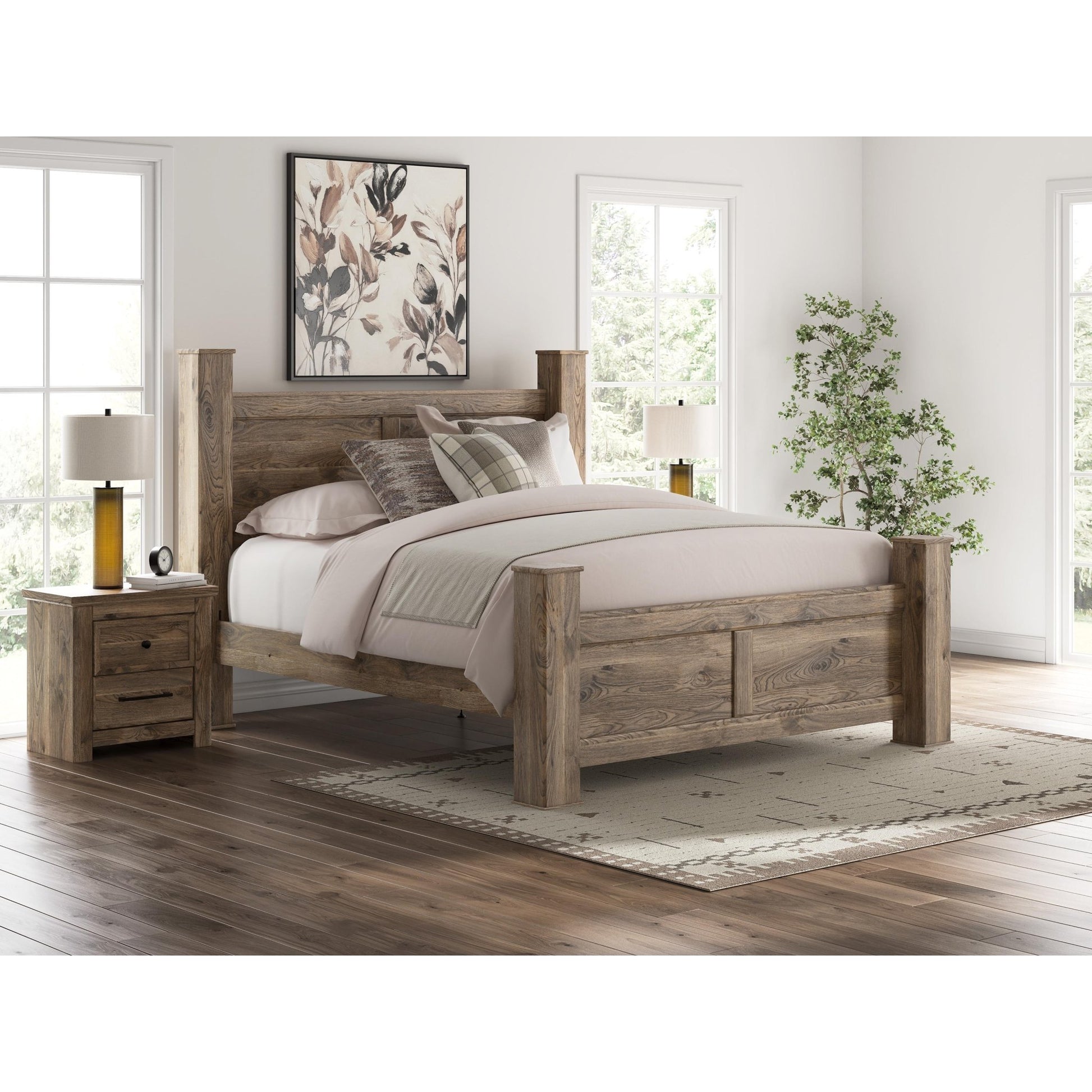 Signature Design by Ashley Rusticott PCB2260B7 King Poster Bed - American Furniture of Slidell