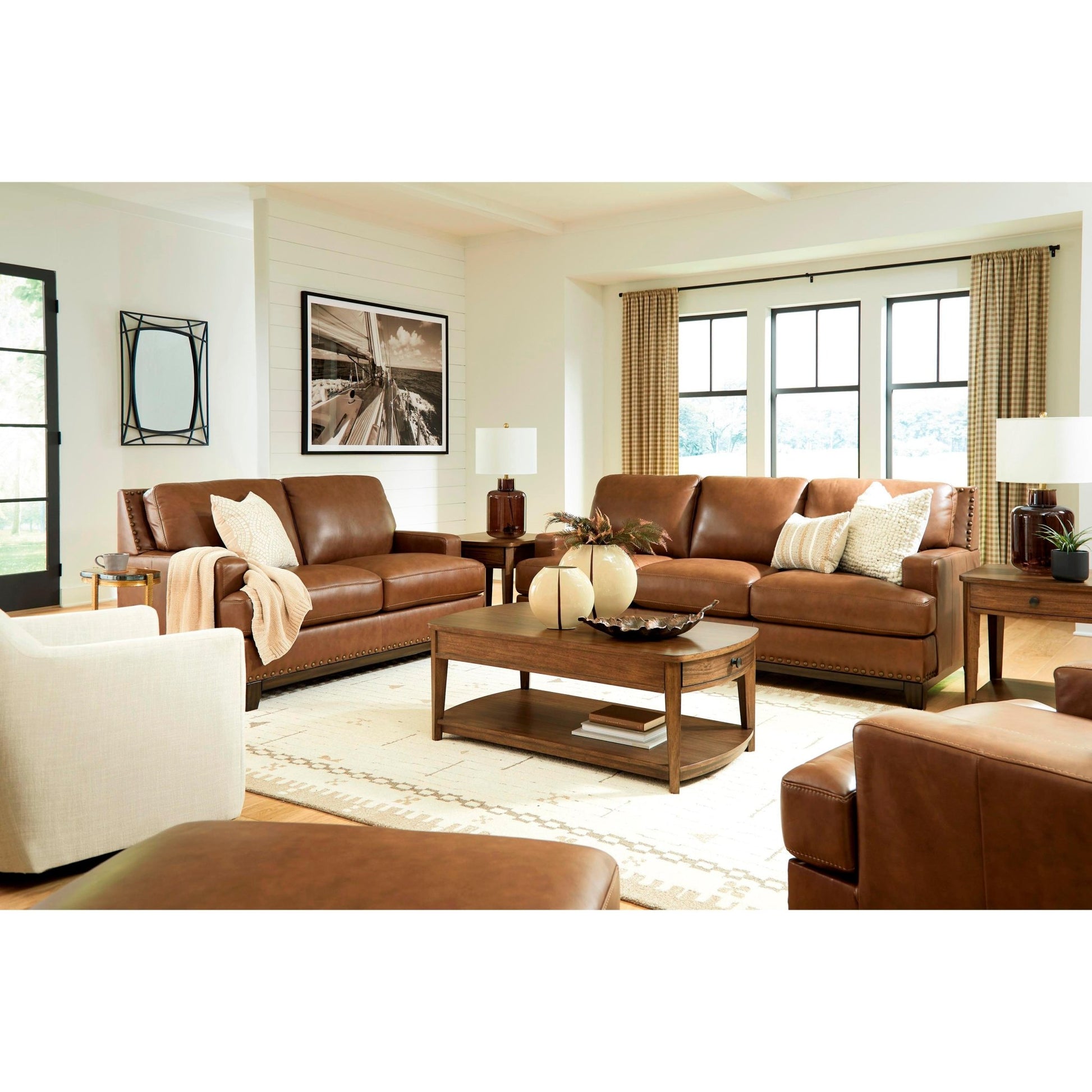 Signature Design by Ashley Saonara Leather Match Ottoman PC7310914 - American Furniture of Slidell