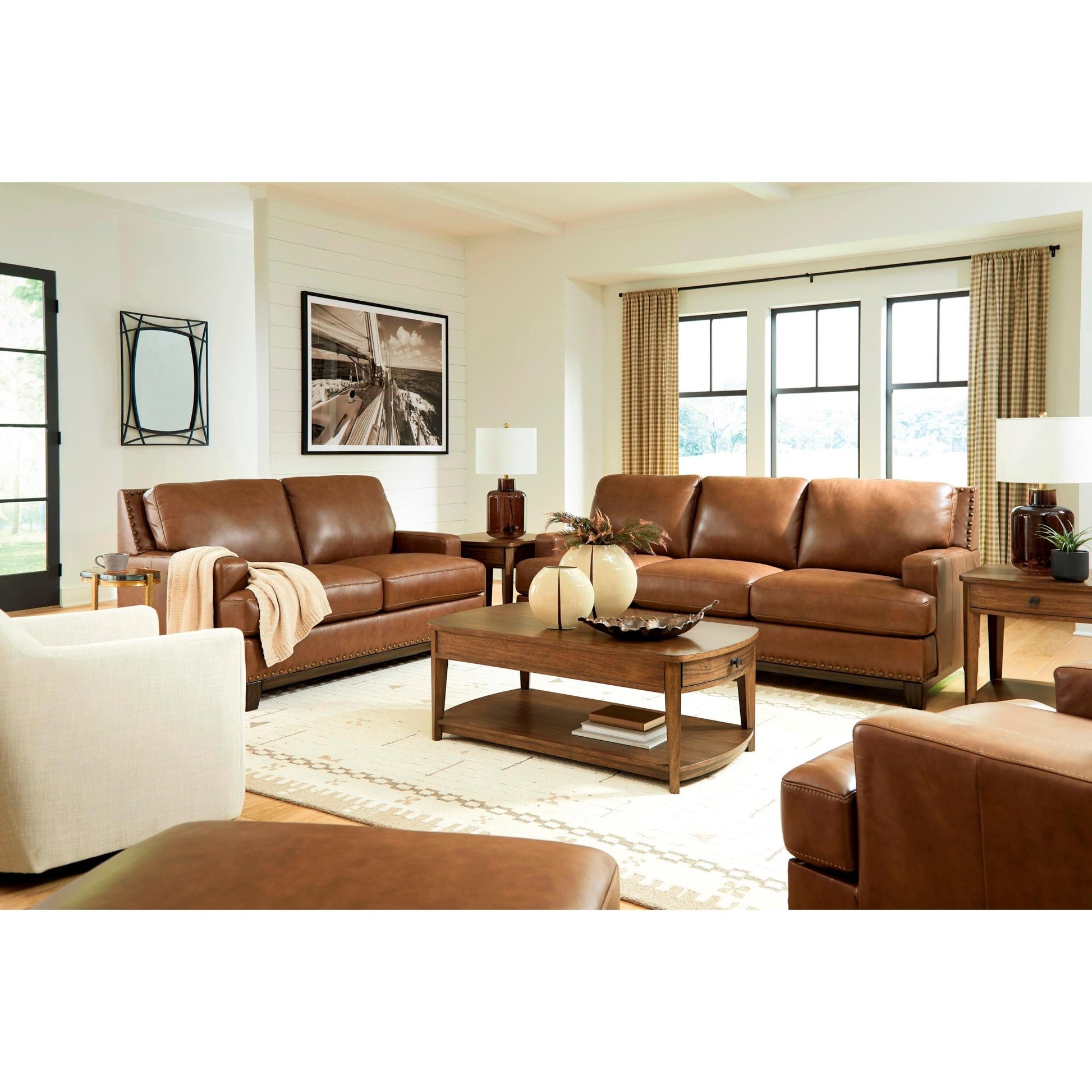 Signature Design by Ashley Saonara Stationary Leather Match Loveseat PC7310935 - American Furniture of Slidell