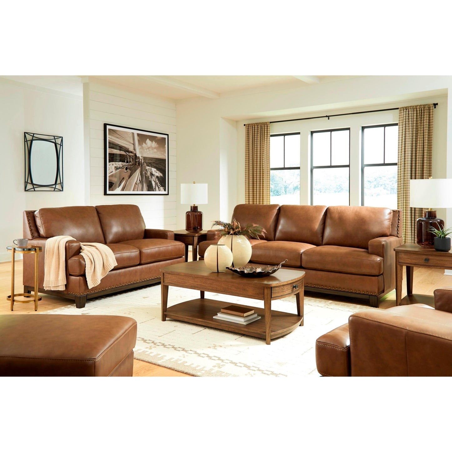 Signature Design by Ashley Saonara Stationary Leather Match Loveseat PC7310935 - American Furniture of Slidell