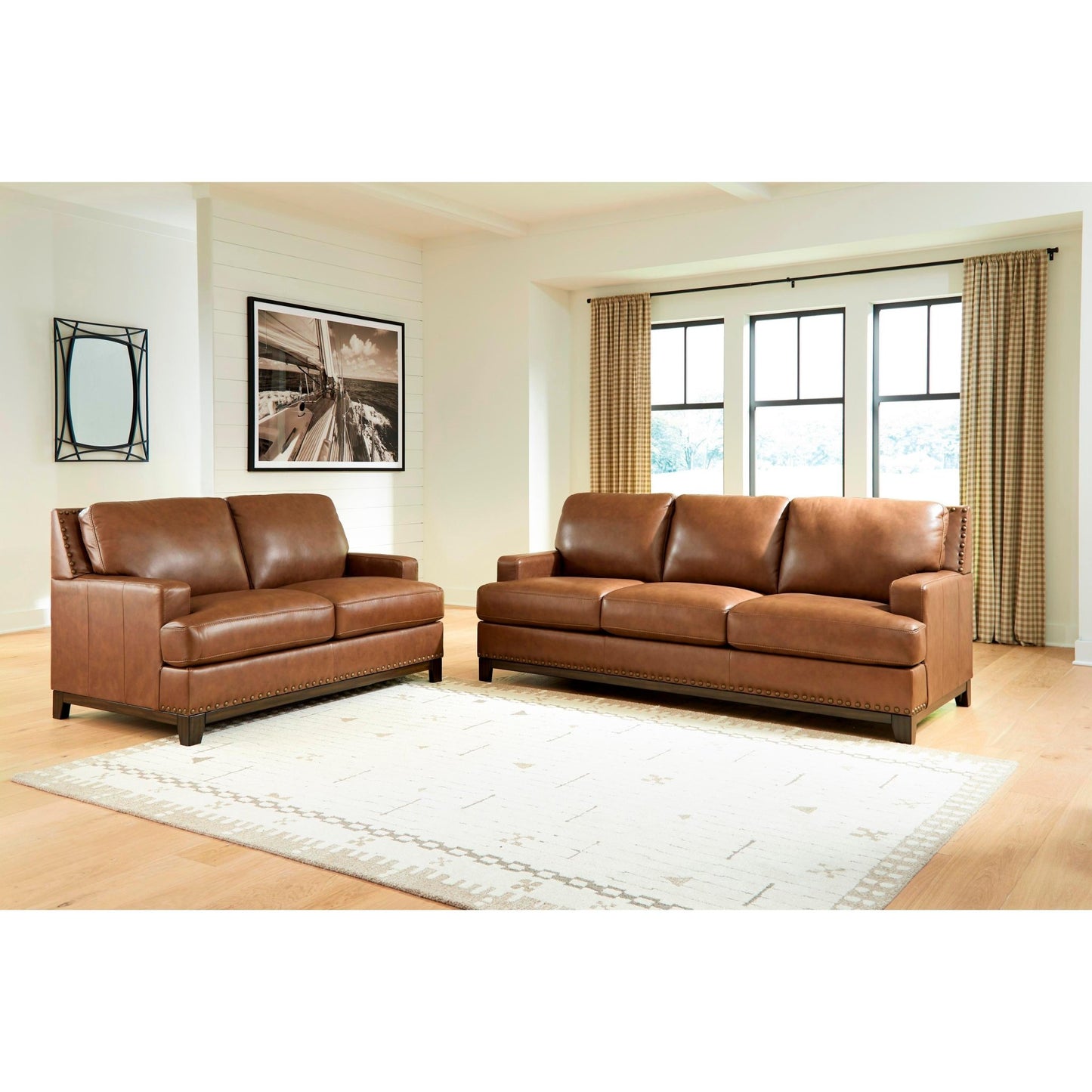 Signature Design by Ashley Saonara Stationary Leather Match Sofa PC7310938 - American Furniture of Slidell