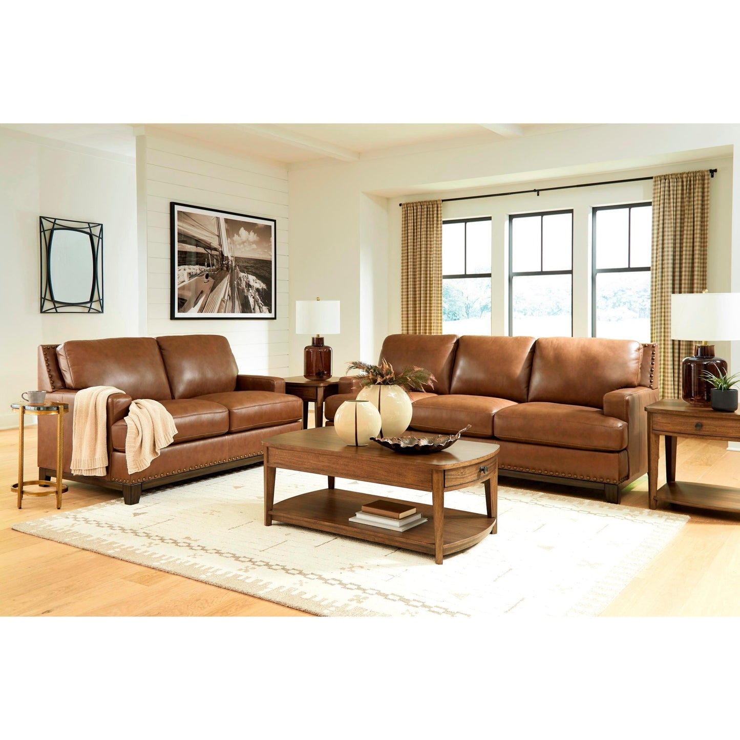Signature Design by Ashley Saonara Stationary Leather Match Sofa PC7310938 - American Furniture of Slidell