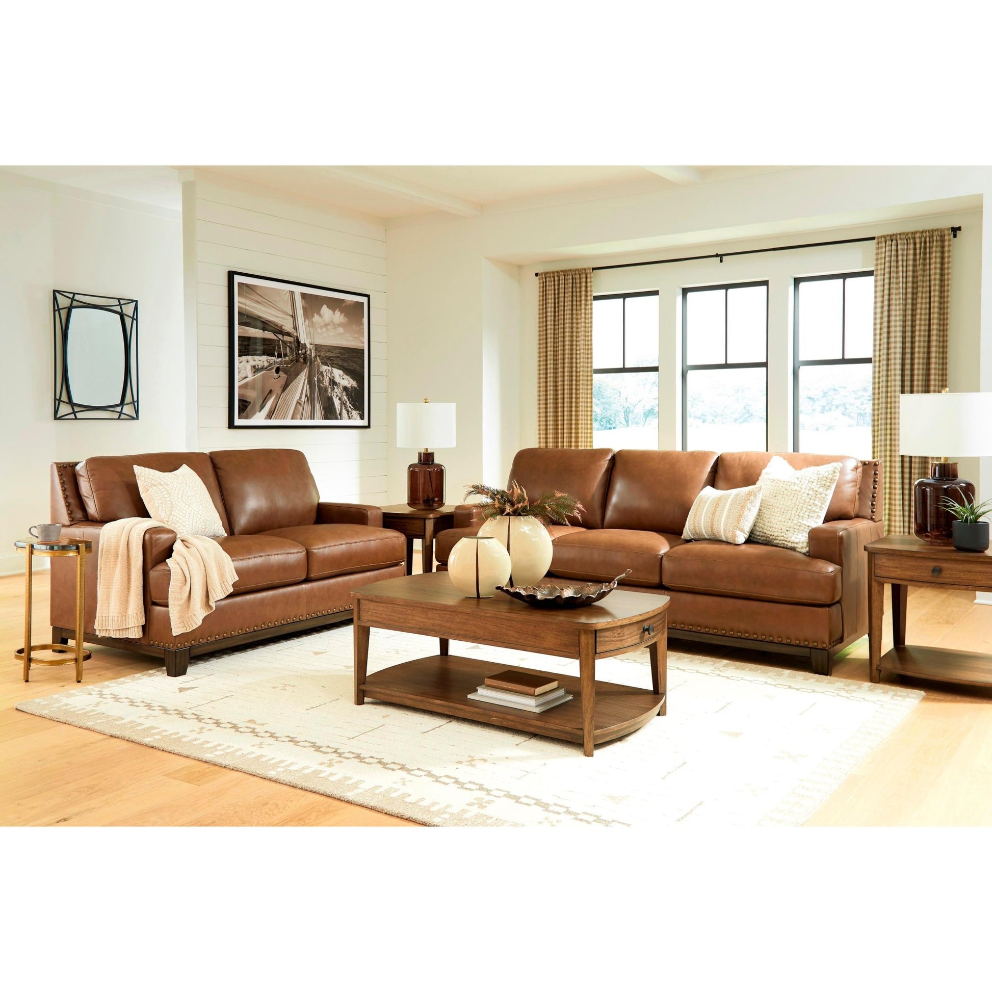 Signature Design by Ashley Saonara Stationary Leather Match Sofa PC7310938 - American Furniture of Slidell
