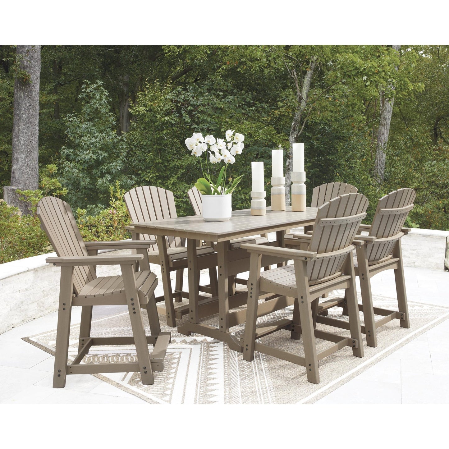 Signature Design by Ashley Seacliff Beach PCP228 - 642 Rectangular Counter Table with Umbrella Option - American Furniture of Slidell
