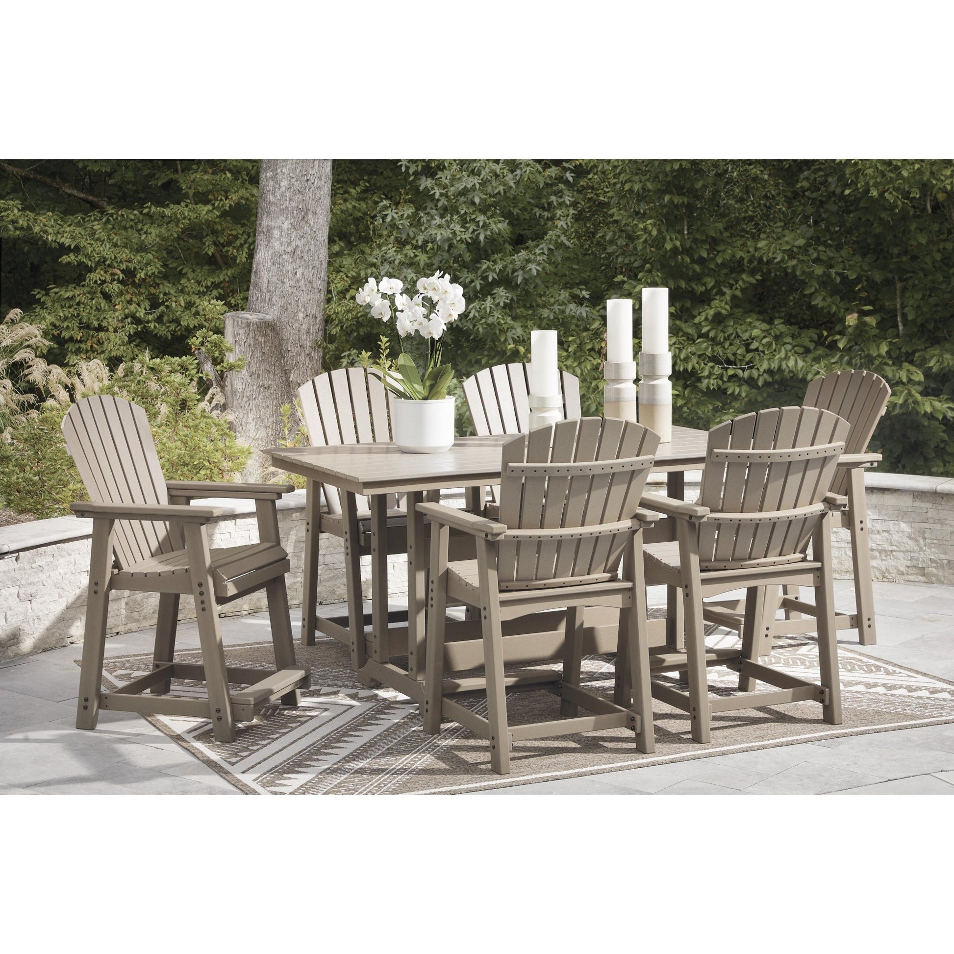 Signature Design by Ashley Seacliff Beach PCP228 - 642 Rectangular Counter Table with Umbrella Option - American Furniture of Slidell