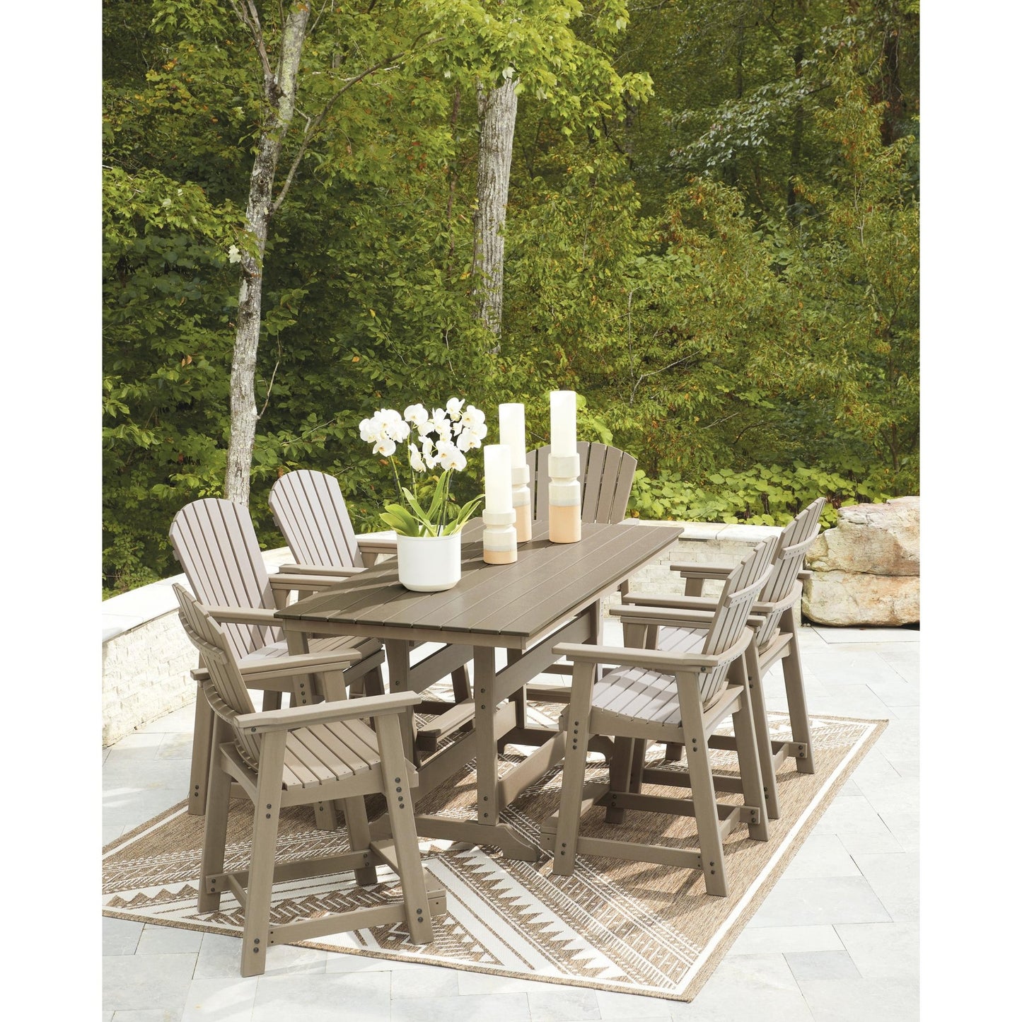 Signature Design by Ashley Seacliff Beach PCP228 - 642 Rectangular Counter Table with Umbrella Option - American Furniture of Slidell