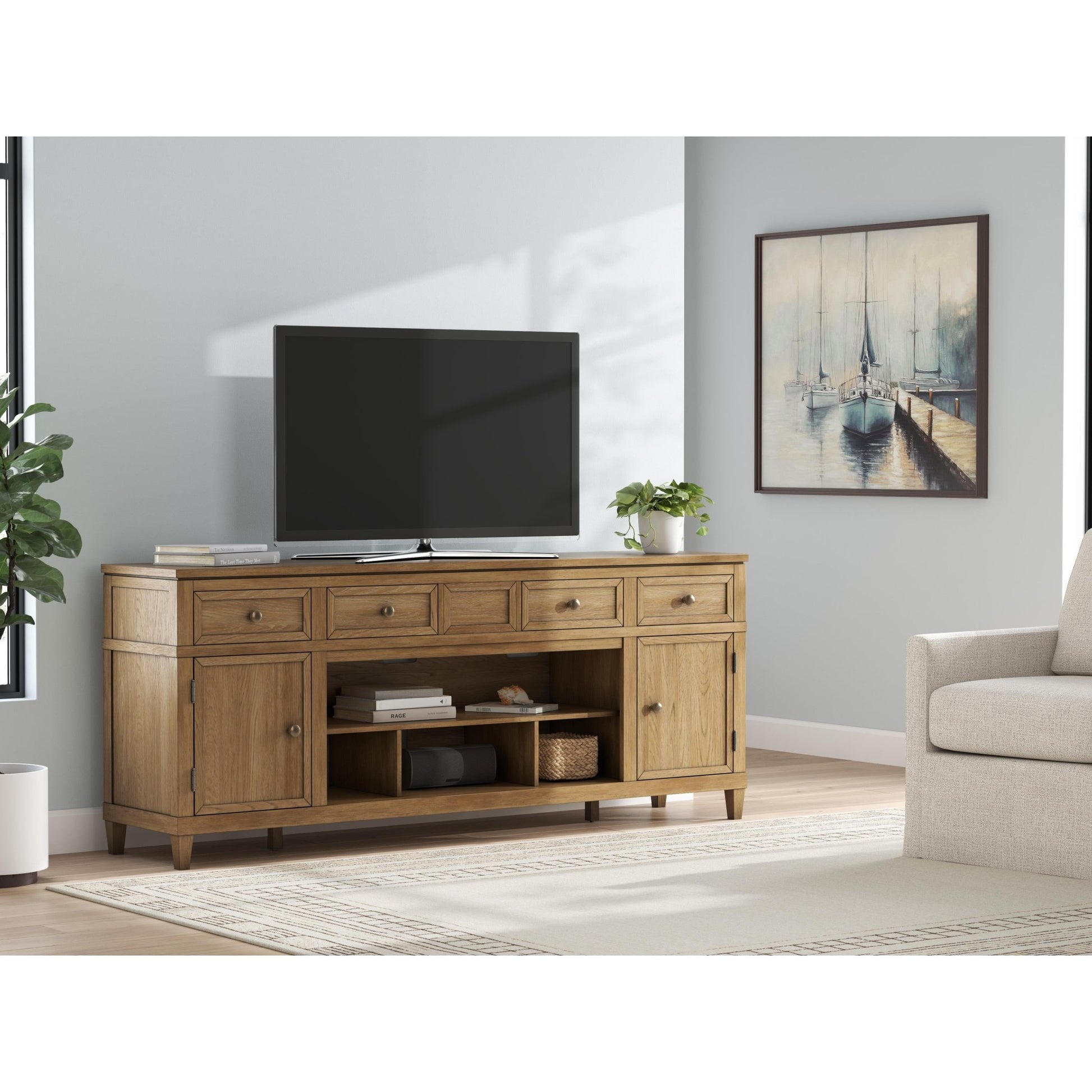 Signature Design by Ashley Sharlance W655 - 68 XL TV Stand with Fireplace Option - American Furniture of Slidell
