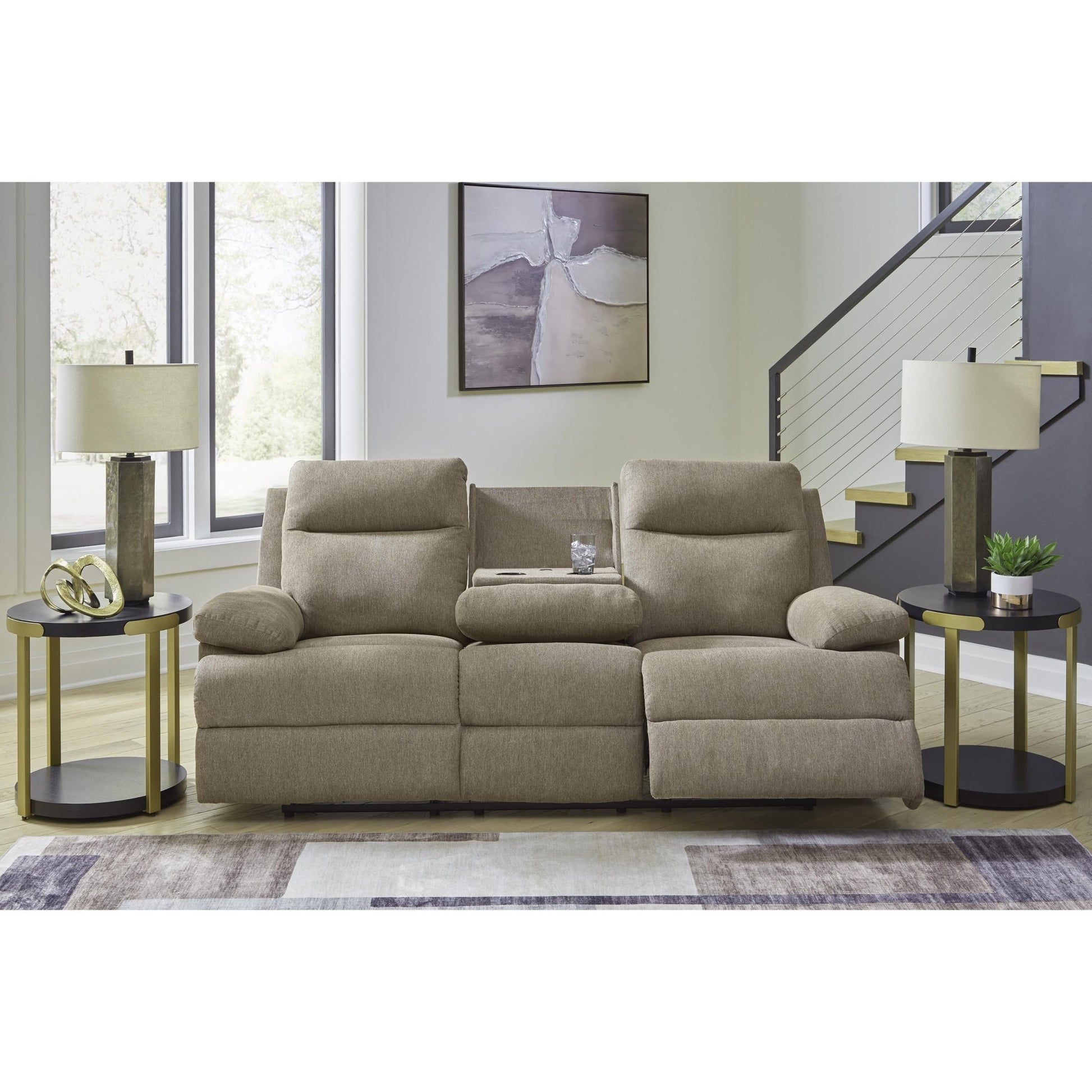 Signature Design by Ashley Side - Swipe PC9140589 Reclining Sofa with Drop Down Table - American Furniture of Slidell
