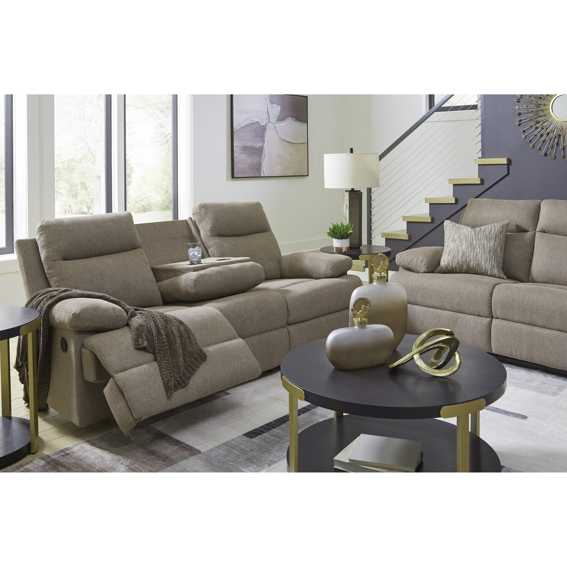 Signature Design by Ashley Side - Swipe PC9140589 Reclining Sofa with Drop Down Table - American Furniture of Slidell