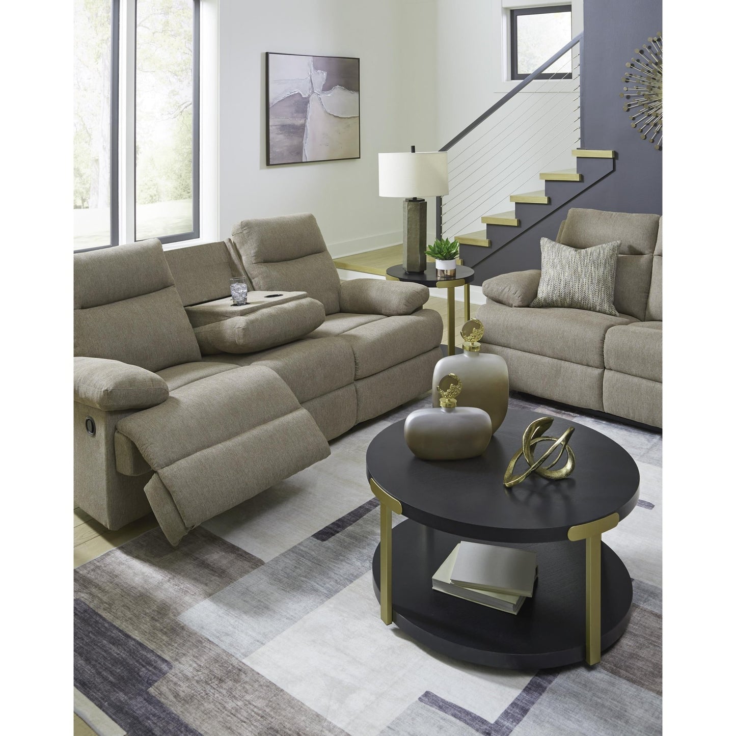 Signature Design by Ashley Side - Swipe PC9140589 Reclining Sofa with Drop Down Table - American Furniture of Slidell