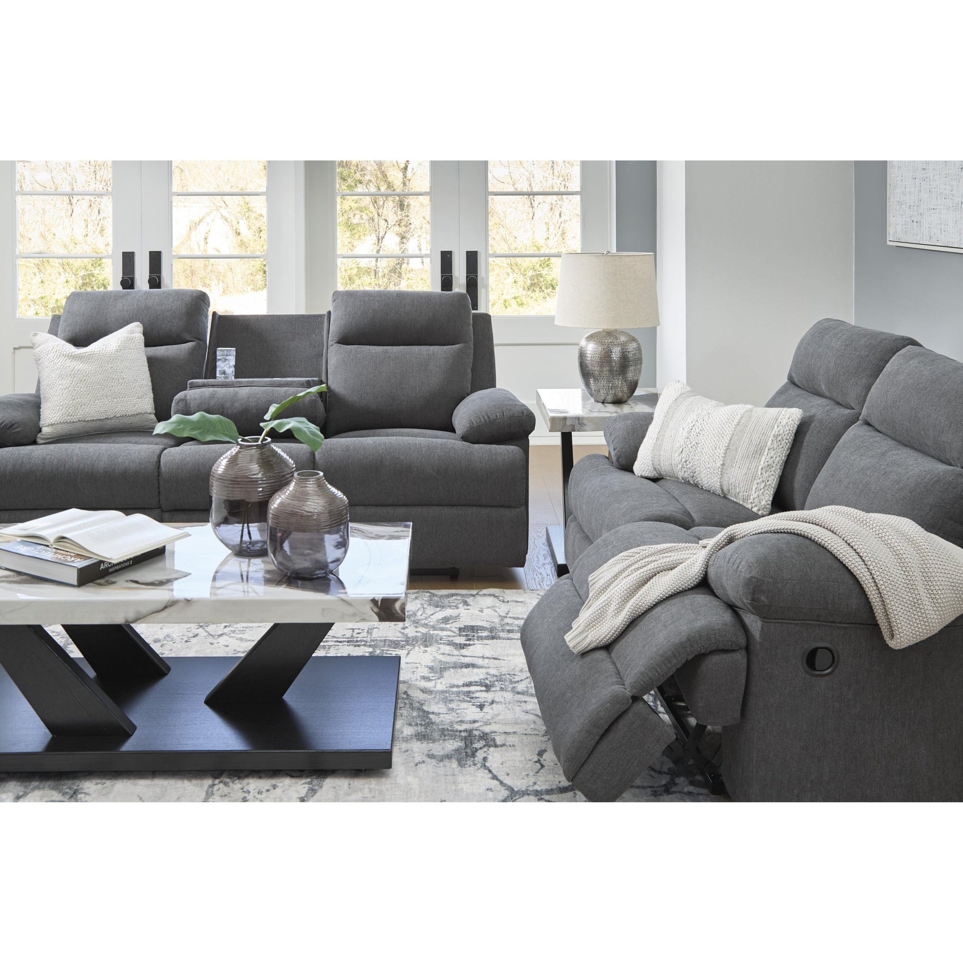 Signature Design by Ashley Side - Swipe PC9140689 Reclining Sofa with Drop Down Table - American Furniture of Slidell