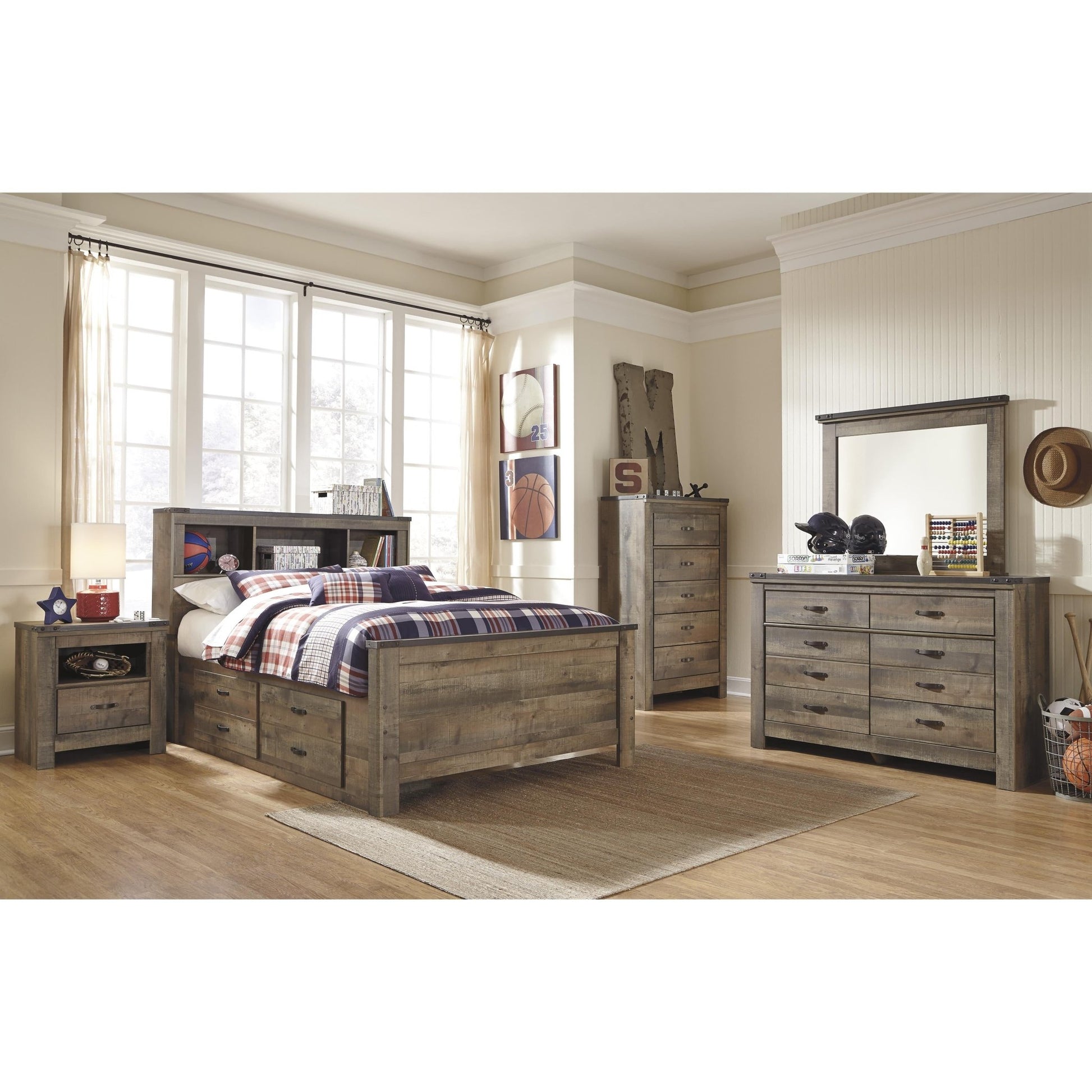 Signature Design by Ashley Trinell B446B79 Full Bookcase Bed with 2 Sided Storage - American Furniture of Slidell