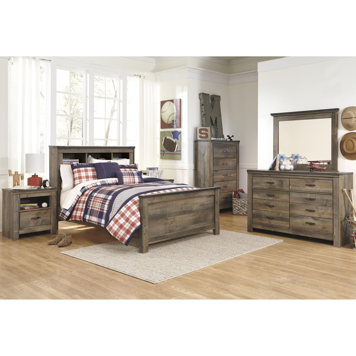 Signature Design by Ashley Trinell B446B87 Full Bookcase Panel Bed - American Furniture of Slidell