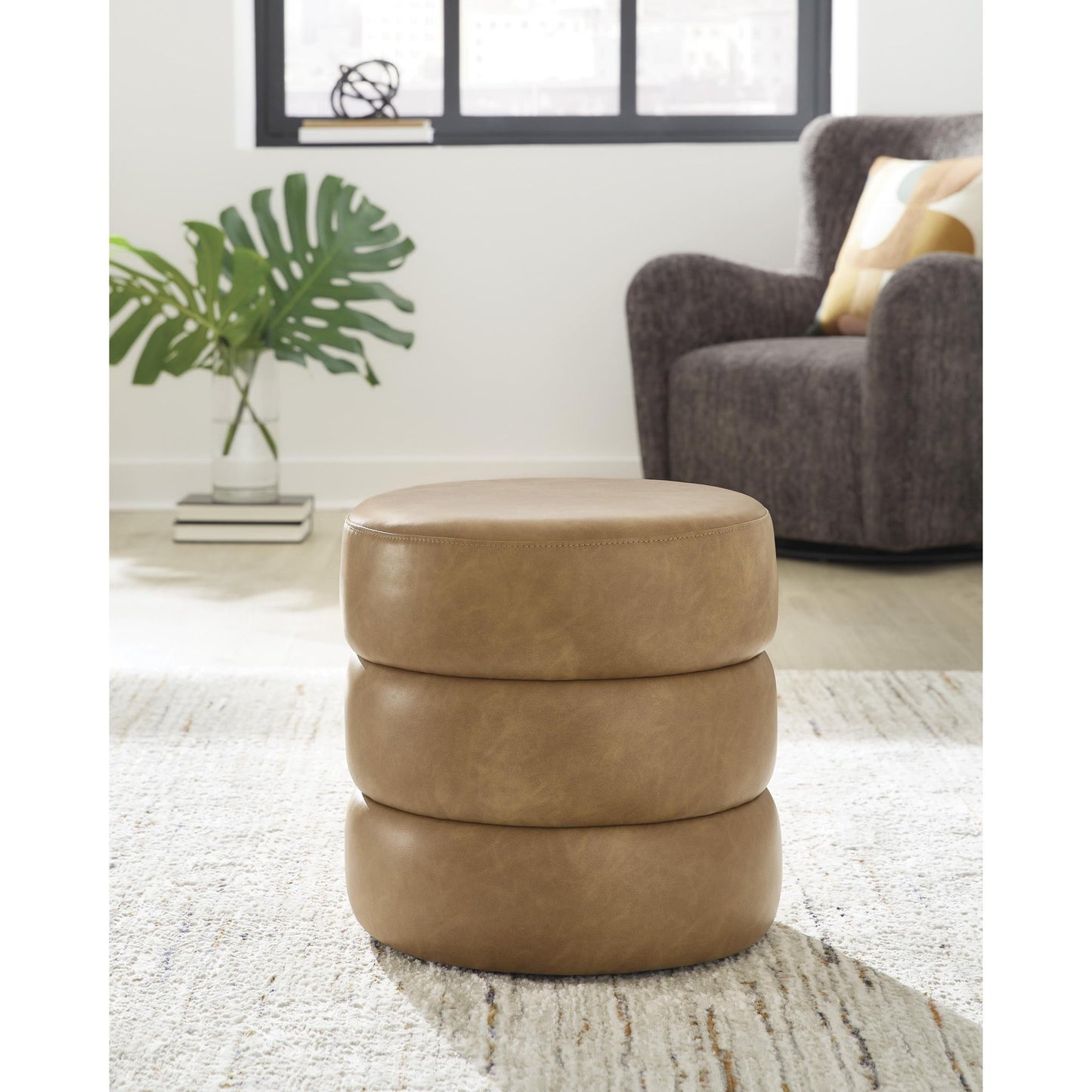 Signature Design by Ashley Ummi Leather Look Ottoman A3000791 - American Furniture of Slidell