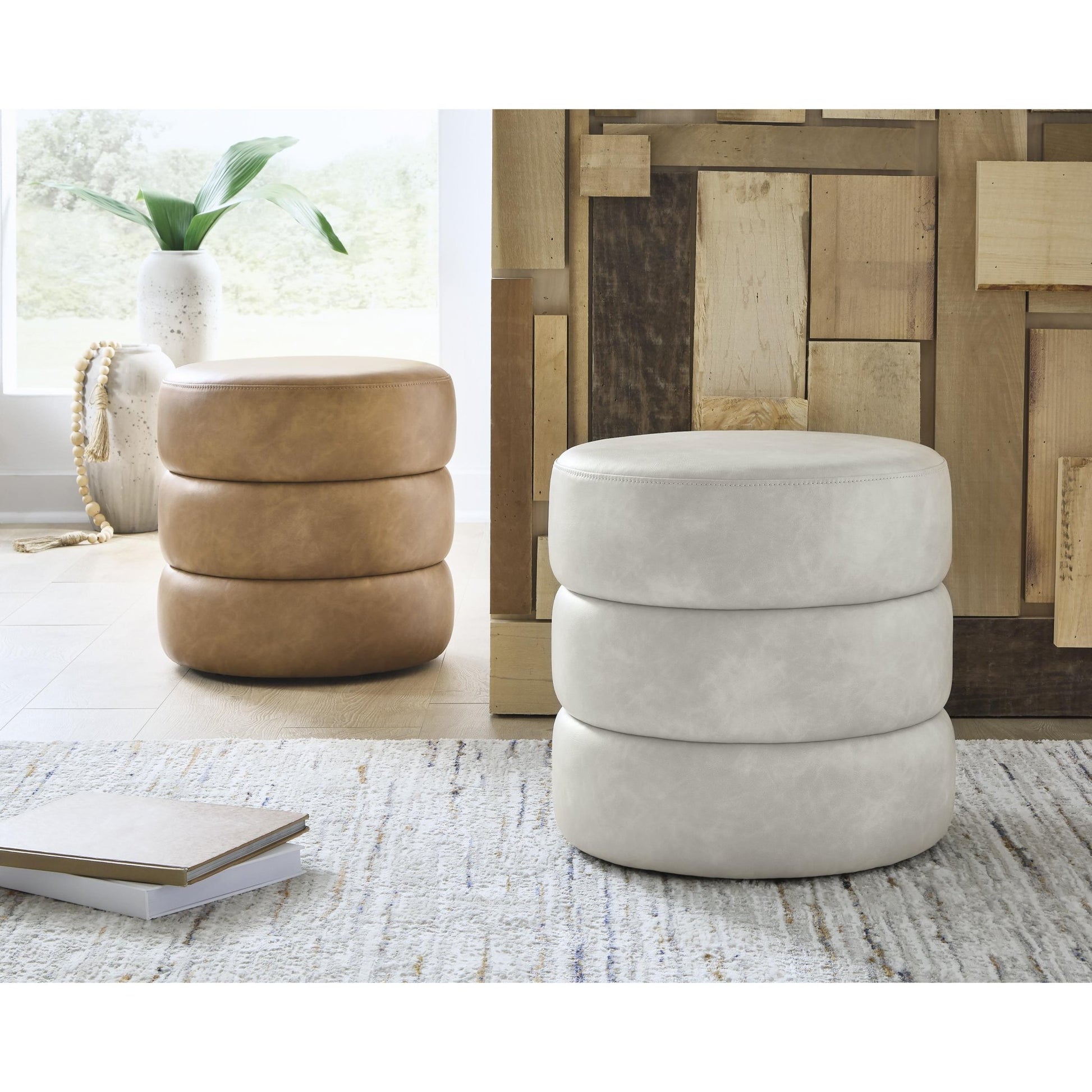 Signature Design by Ashley Ummi Leather Look Ottoman A3000792 - American Furniture of Slidell