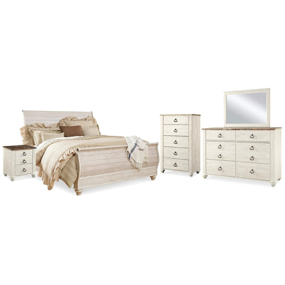 Signature Design by Ashley Willowton B267B44 8 pc King Sleigh Bedroom Set - American Furniture of Slidell