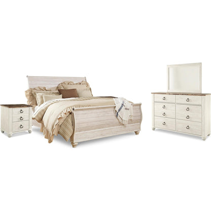Signature Design by Ashley Willowton B267B46 7 pc King Sleigh Bedroom Set - American Furniture of Slidell