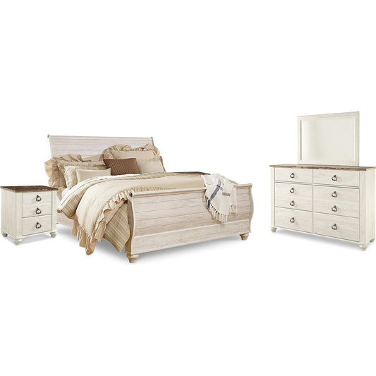 Signature Design by Ashley Willowton B267B46 7 pc King Sleigh Bedroom Set - American Furniture of Slidell