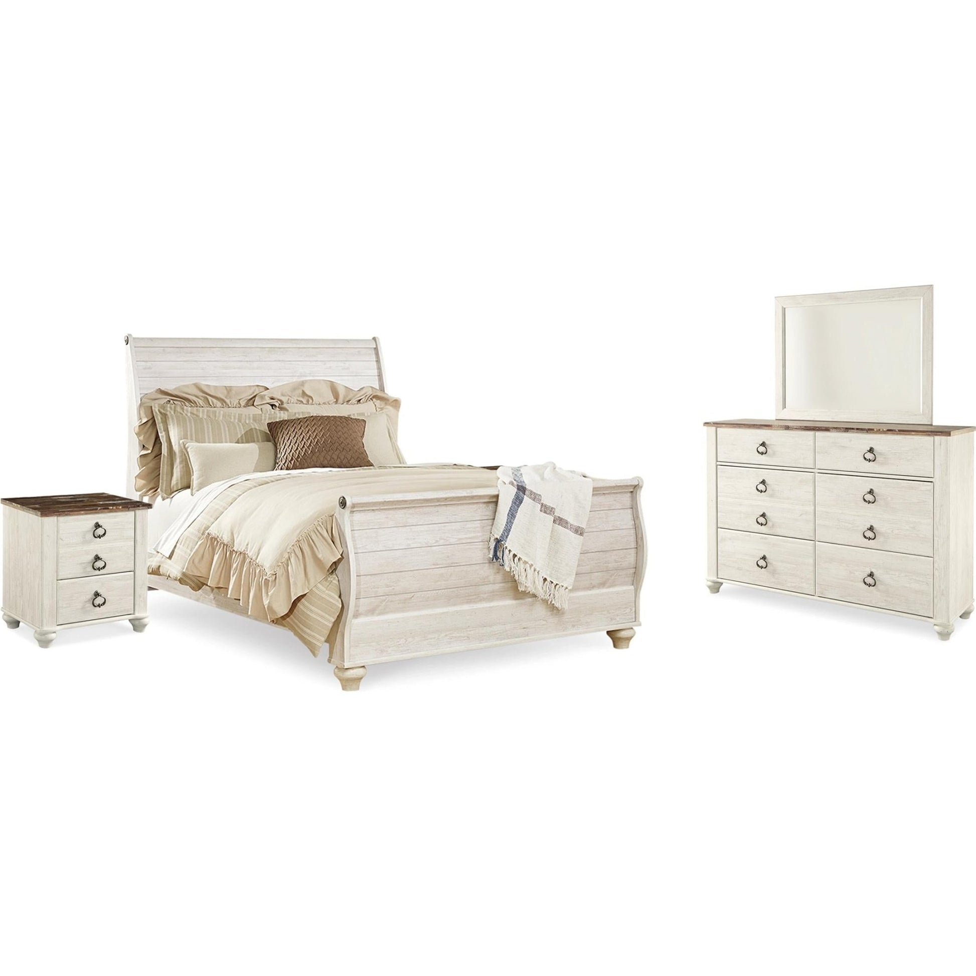 Signature Design by Ashley Willowton B267B55 7 pc Queen Sleigh Bedroom Set - American Furniture of Slidell