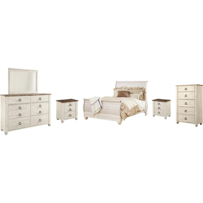 Signature Design by Ashley Willowton B267B56 8 pc Queen Sleigh Bedroom Set - American Furniture of Slidell