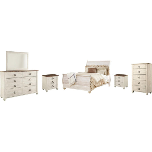 Signature Design by Ashley Willowton B267B56 8 pc Queen Sleigh Bedroom Set - American Furniture of Slidell