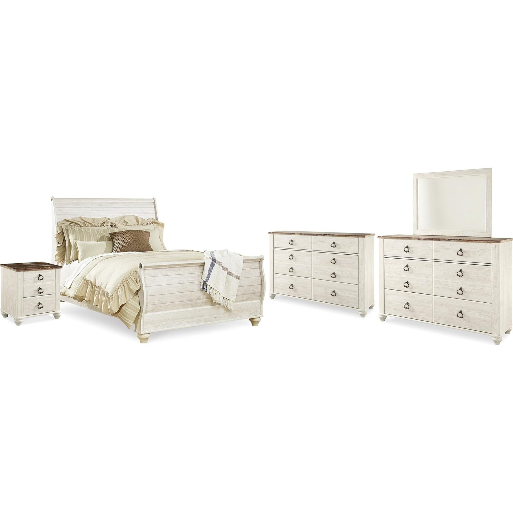 Signature Design by Ashley Willowton B267B58 8 pc Queen Sleigh Bedroom Set - American Furniture of Slidell