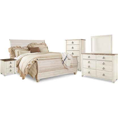 Signature Design by Ashley Willowton B267B61 7 pc King Sleigh Bedroom Set - American Furniture of Slidell