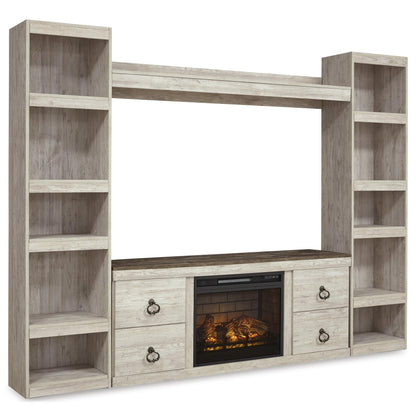 Signature Design by Ashley Willowton EW0267W9 4 pc Entertainment Center with Electric Fireplace - American Furniture of Slidell