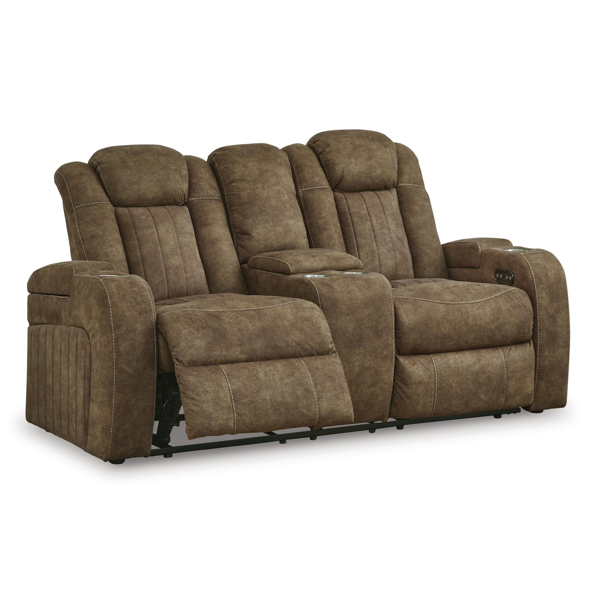 Signature Design by Ashley Wolfridge 6070318 Power Reclining Loveseat with Console and Adjustable Headrest - American Furniture of Slidell