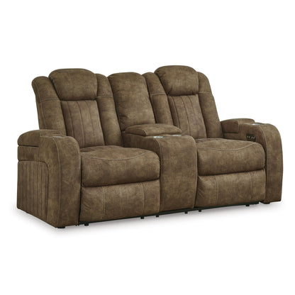 Signature Design by Ashley Wolfridge 6070318 Power Reclining Loveseat with Console and Adjustable Headrest - American Furniture of Slidell