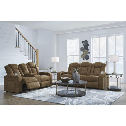 Signature Design by Ashley Wolfridge 6070318 Power Reclining Loveseat with Console and Adjustable Headrest - American Furniture of Slidell