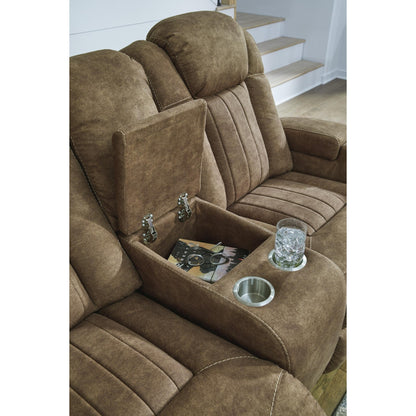 Signature Design by Ashley Wolfridge 6070318 Power Reclining Loveseat with Console and Adjustable Headrest - American Furniture of Slidell