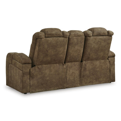 Signature Design by Ashley Wolfridge 6070318 Power Reclining Loveseat with Console and Adjustable Headrest - American Furniture of Slidell