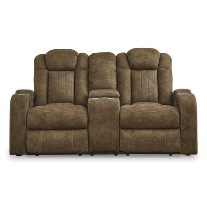 Signature Design by Ashley Wolfridge 6070318 Power Reclining Loveseat with Console and Adjustable Headrest - American Furniture of Slidell